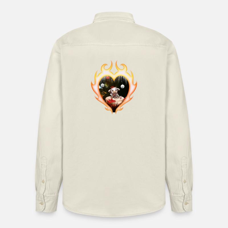Süße Weihnachtskuh mit Vogel - Relaxed Fit Unisex Organic Hemd von Stanley/Stella - Natur