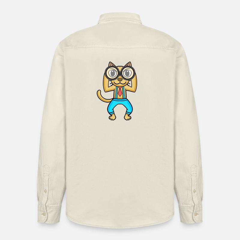 Télescope Astronomie Astronome Chat - Chemise unisexe coupe décontractée bio Stanley/Stella - écru doux