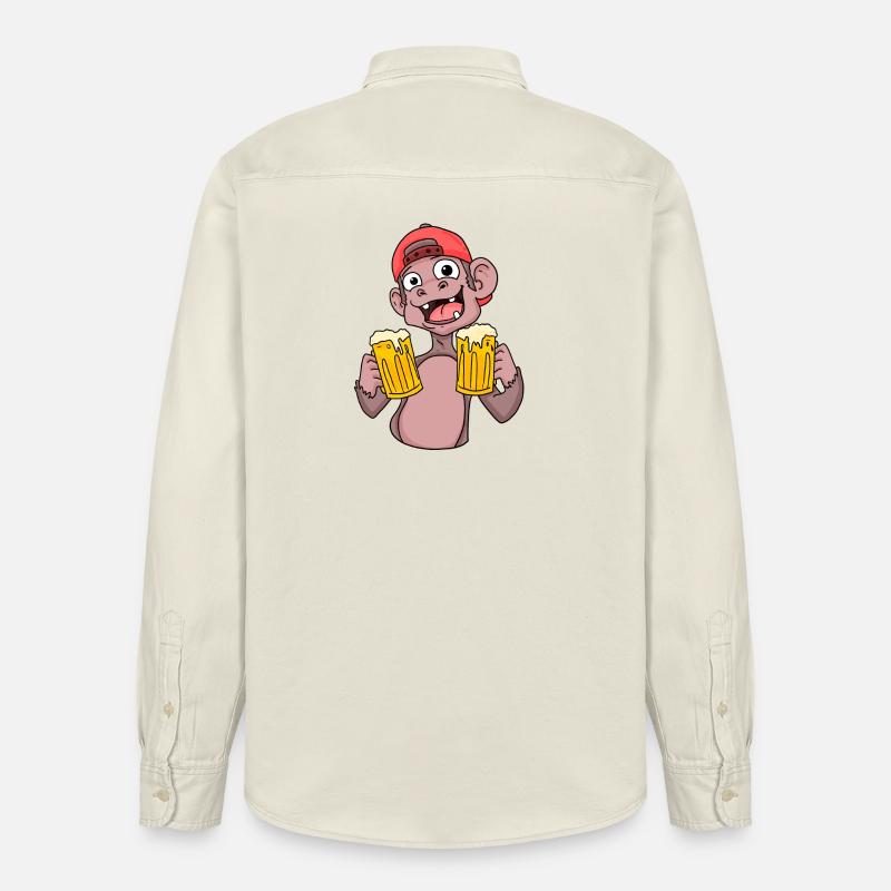 Affe mit Biergläser - Relaxed Fit Unisex Organic Hemd von Stanley/Stella - Natur