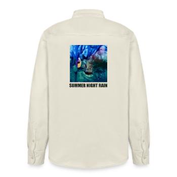Summer Night Rain Wings Drops - Relaxed Fit Unisex Organic Shirt by Stanley/Stella - soft Ecru - Back - AI Model Male 178 light (178cm)