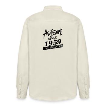1959 - Born 1959 - Relaxed Fit Unisex Organic Shirt by Stanley/Stella - soft Ecru - Back - AI Model Male 178 light (178cm)