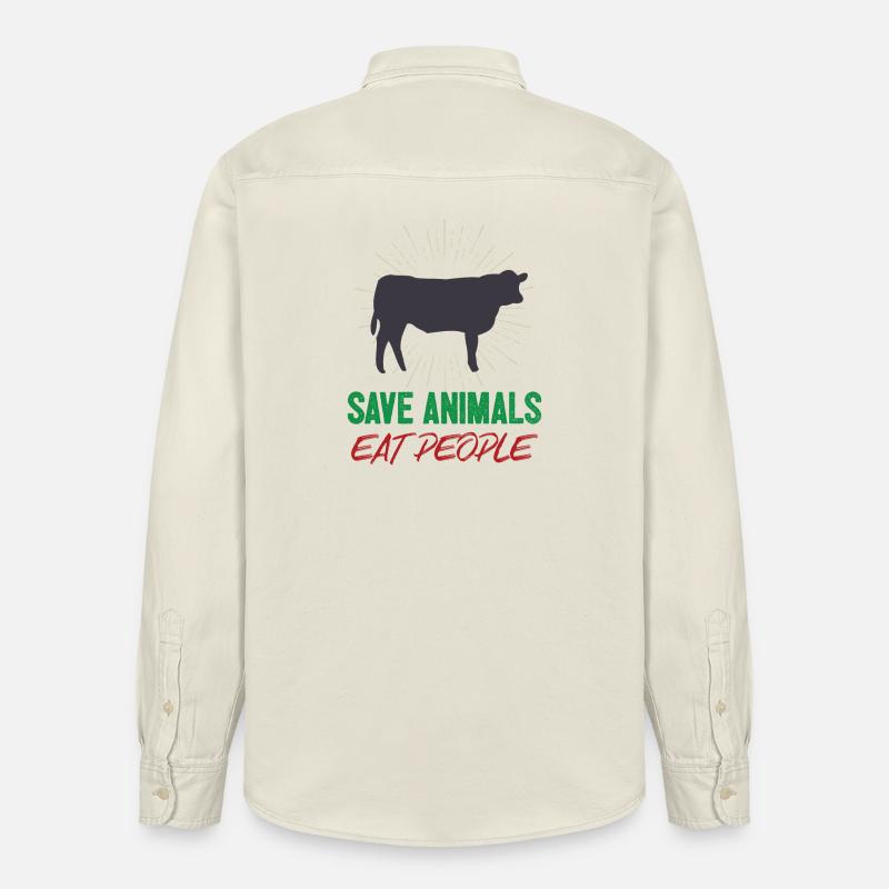 Tiere retten Menschen essen - Relaxed Fit Unisex Organic Hemd von Stanley/Stella - Natur