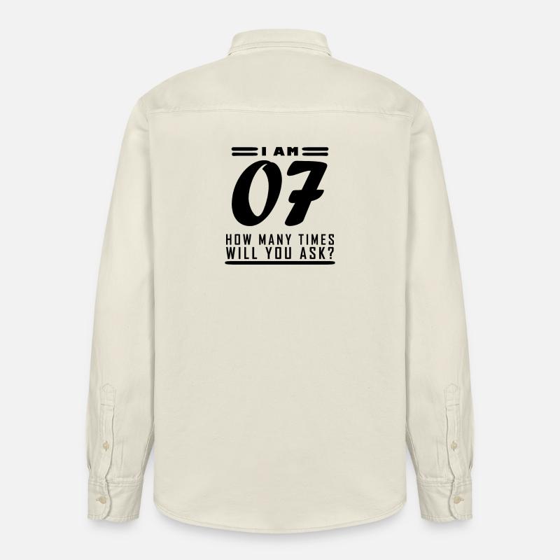 Je suis 7 – 7ème cadeau d’anniversaire - Chemise unisexe coupe décontractée bio Stanley/Stella - écru doux