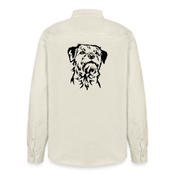 Border Terrier Head - Relaxed Fit Unisex Organic Shirt by Stanley/Stella - soft Ecru - Back - AI Model Male 178 light (178cm)