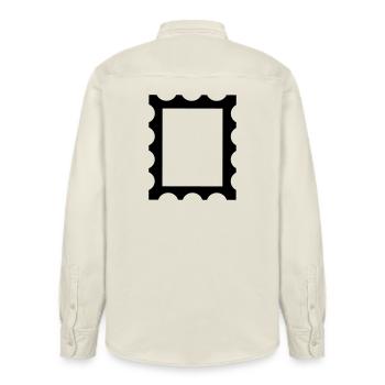 Stamp contour frame - Relaxed Fit Unisex Organic Shirt by Stanley/Stella - soft Ecru - Back - AI Model Male 178 light (178cm)