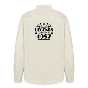 1987 - Jahrgang 1987 - Relaxed Fit Unisex Organic Hemd von Stanley/Stella - Natur - Hinten - AI Model Male 178 light (178cm)