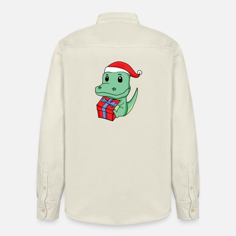 Noël Crocodile Bébé avec Cadeau - Chemise unisexe coupe décontractée bio Stanley/Stella - écru doux