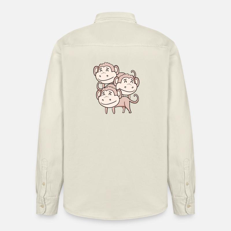 Singes mignons - Singe - Chemise unisexe coupe décontractée bio Stanley/Stella - écru doux