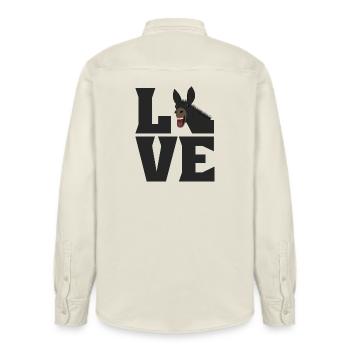 LOVE Muli Donkey Love cheval mulet - Chemise unisexe coupe décontractée bio Stanley/Stella - écru doux - Dos - AI Model Male 178 light (178cm)