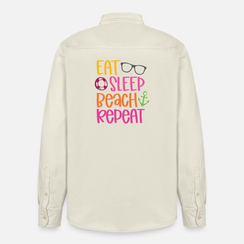 Eat Sleep Beach Repeat - Relaxed Fit Unisex Organic Hemd von Stanley/Stella - Natur