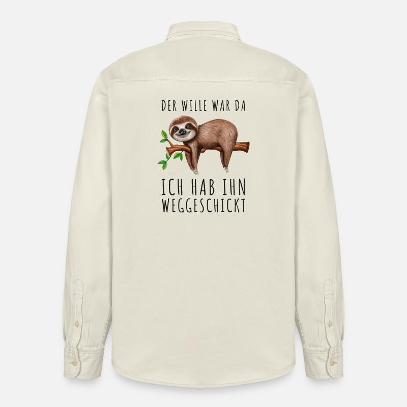 Faultier Sarkasmus Morgenmuffel Langschläfer - Relaxed Fit Unisex Organic Hemd von Stanley/Stella - Natur