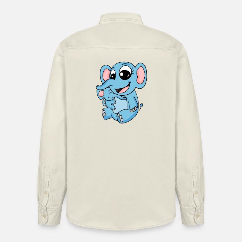 Famille - Eléphant avec bébé éléphant - Chemise unisexe coupe décontractée bio Stanley/Stella - écru doux