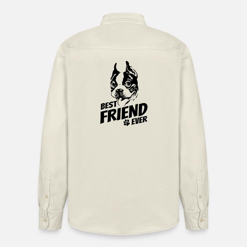 Boston Terrier - bester Freund - Hundebesitzer - Relaxed Fit Unisex Organic Hemd von Stanley/Stella - Natur