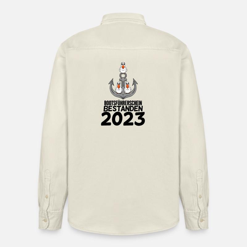 Bootsführerschein 2023 Motorboot Geschenk - Relaxed Fit Unisex Organic Hemd von Stanley/Stella - Natur
