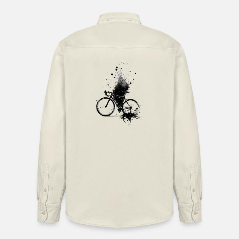Vélo à l’aquarelle splash - Chemise unisexe coupe décontractée bio Stanley/Stella - écru doux