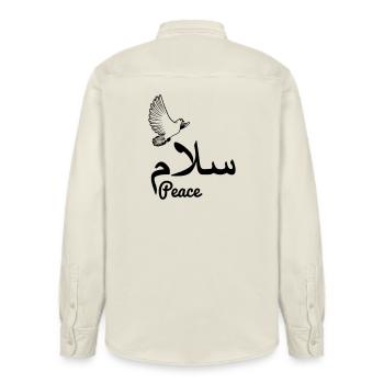Arab peace with dove peace - Relaxed Fit Unisex Organic Shirt by Stanley/Stella - soft Ecru - Back - AI Model Male 178 light (178cm)