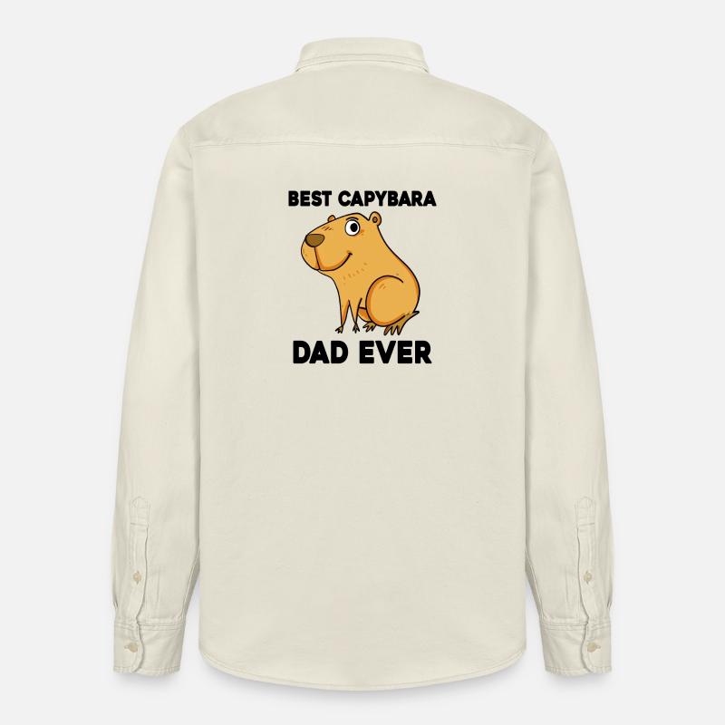Capybara Père Capybara Capybara Cochon - Chemise unisexe coupe décontractée bio Stanley/Stella - écru doux