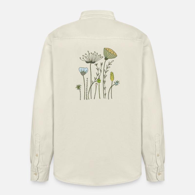 fleurs séchées prairie fleurie - Chemise unisexe coupe décontractée bio Stanley/Stella - écru doux
