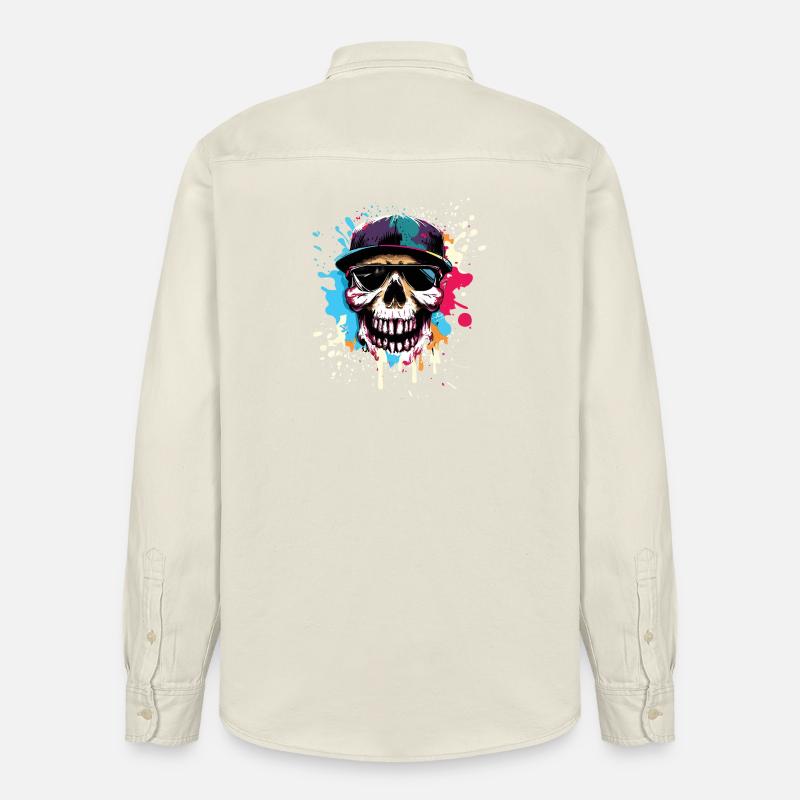 Rue urbaine Skull et Splash - Chemise unisexe coupe décontractée bio Stanley/Stella - écru doux