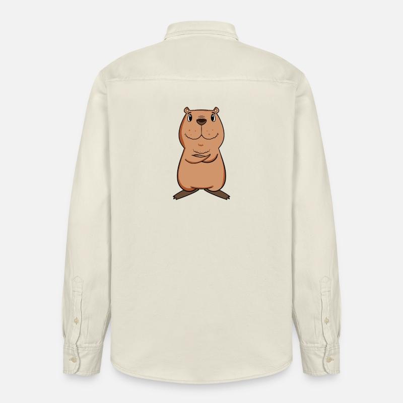 Motif Capybara capybara - Chemise unisexe coupe décontractée bio Stanley/Stella - écru doux
