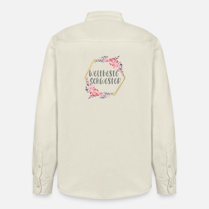 Weltbeste Schwester Schwesterherz Geschenk - Relaxed Fit Unisex Organic Hemd von Stanley/Stella - Natur
