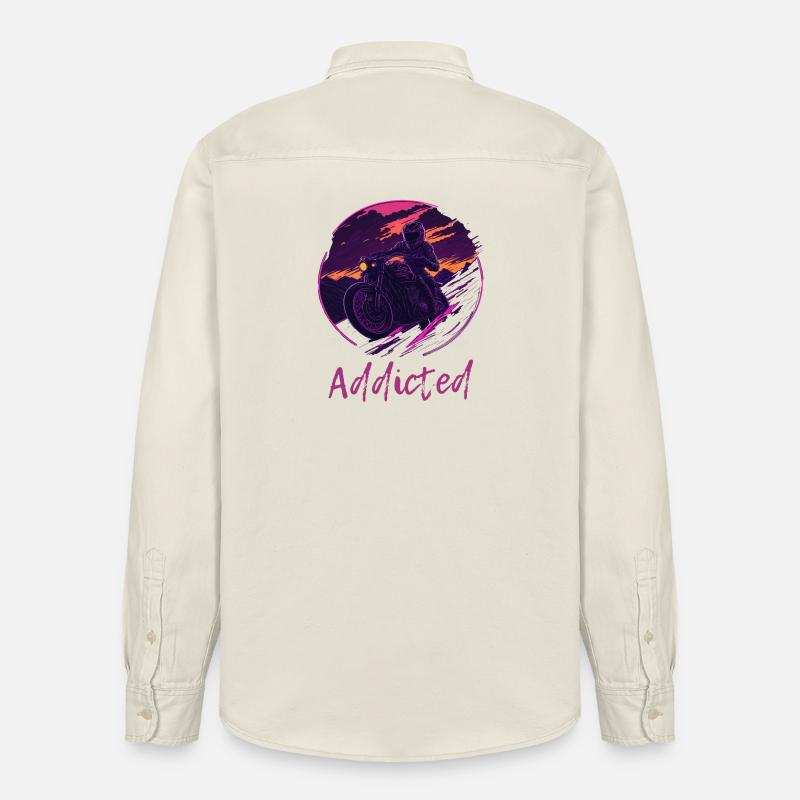 Synthwave Moto Accro - Chemise unisexe coupe décontractée bio Stanley/Stella - écru doux