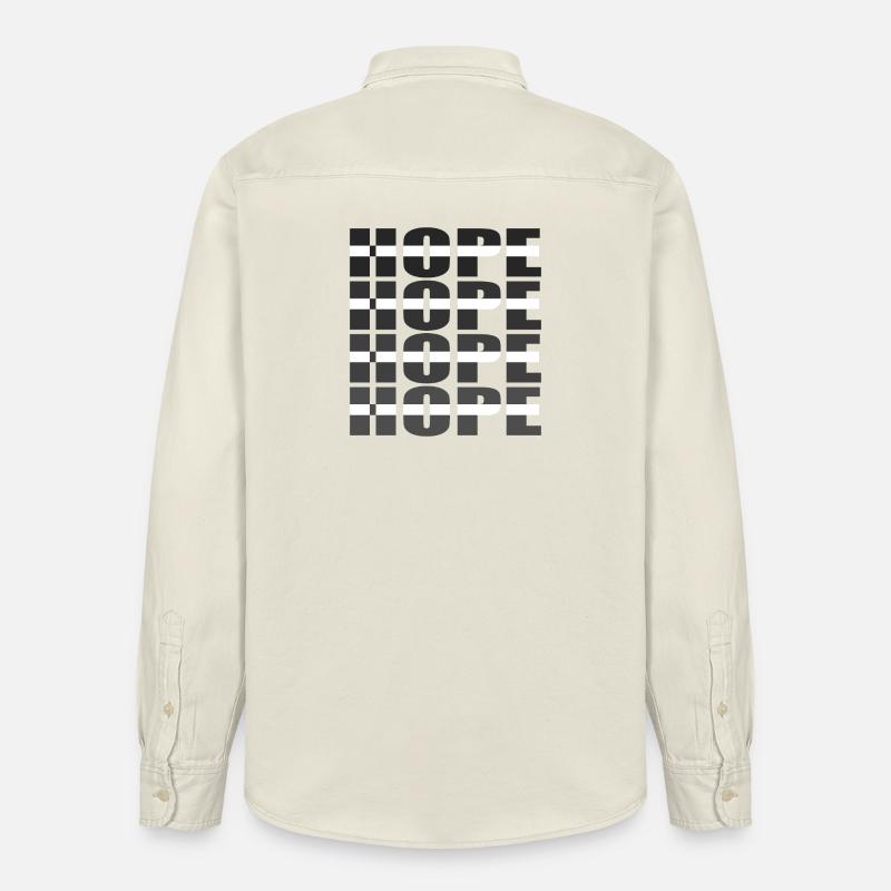 Hope Grid : Matrice typographique monochrome - Chemise unisexe coupe décontractée bio Stanley/Stella - écru doux