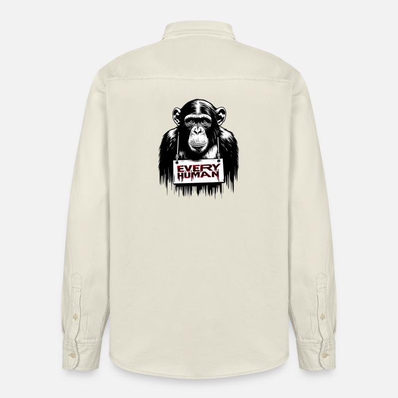 Every Human Monkey | Save Animals - Relaxed Fit Unisex Organic Hemd von Stanley/Stella - Natur