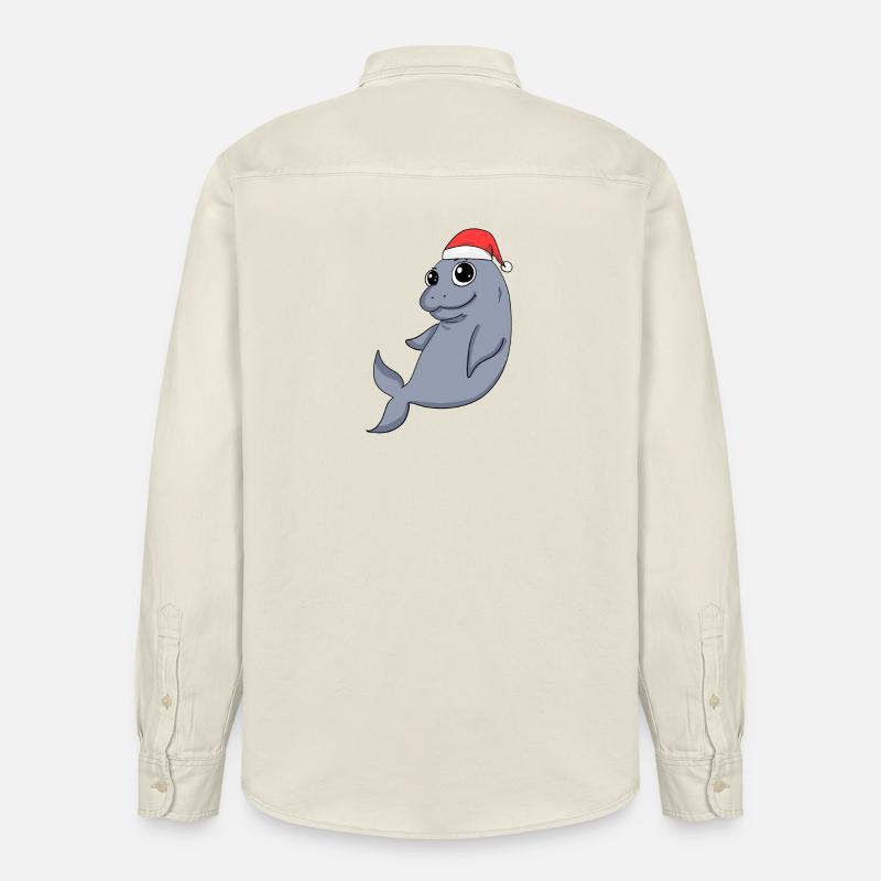 Dugong Noël - Chemise unisexe coupe décontractée bio Stanley/Stella - écru doux