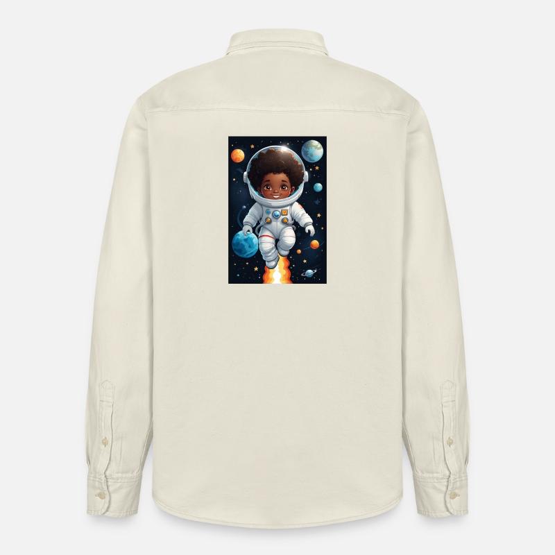 Visage d’enfant aventurier de l’espace - Chemise unisexe coupe décontractée bio Stanley/Stella - écru doux