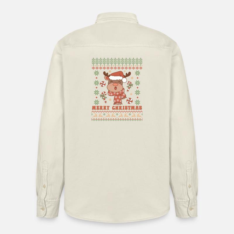 Pull de Noël moche - Chemise unisexe coupe décontractée bio Stanley/Stella - écru doux