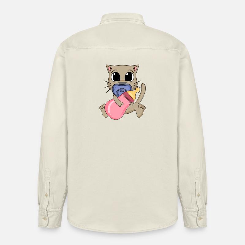 Motif de bébé chat - Chemise unisexe coupe décontractée bio Stanley/Stella - écru doux