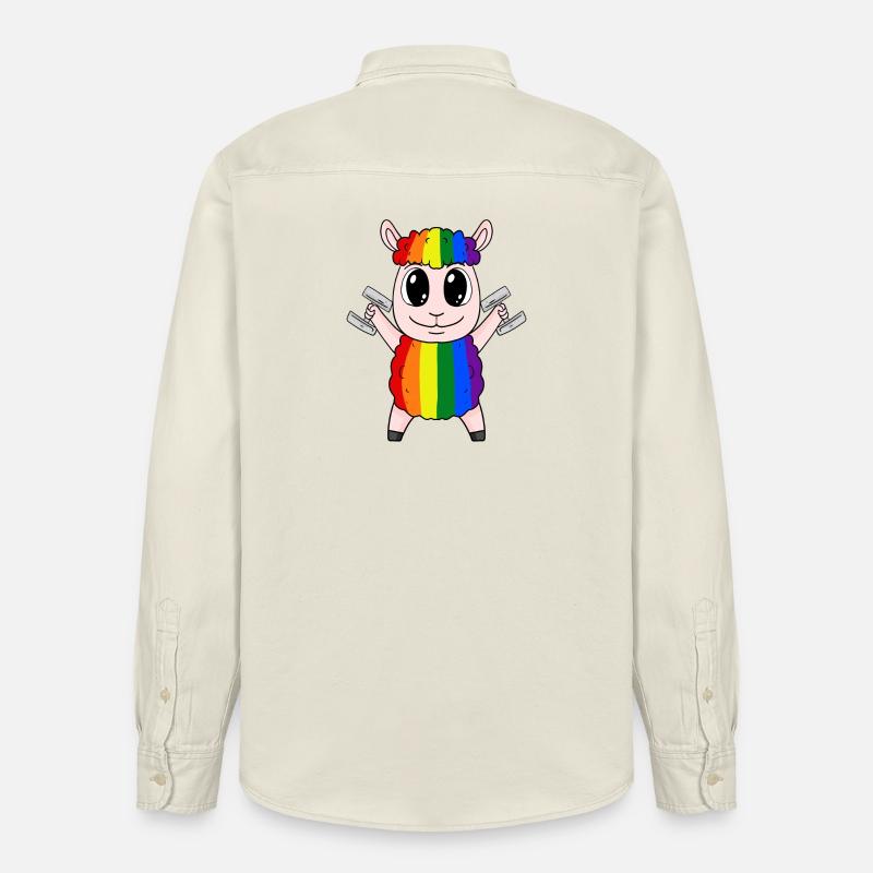 Mouton arc-en-ciel avec haltères - Chemise unisexe coupe décontractée bio Stanley/Stella - écru doux