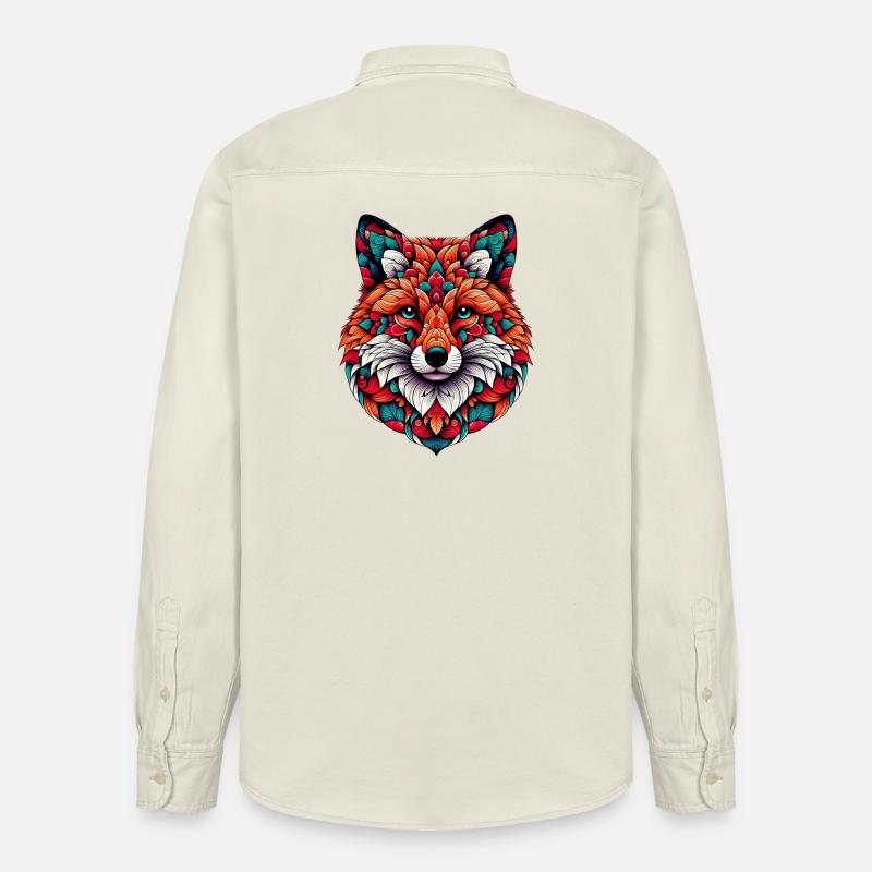 Fuchs mit Mandalas geschmückt - Relaxed Fit Unisex Organic Hemd von Stanley/Stella - Natur