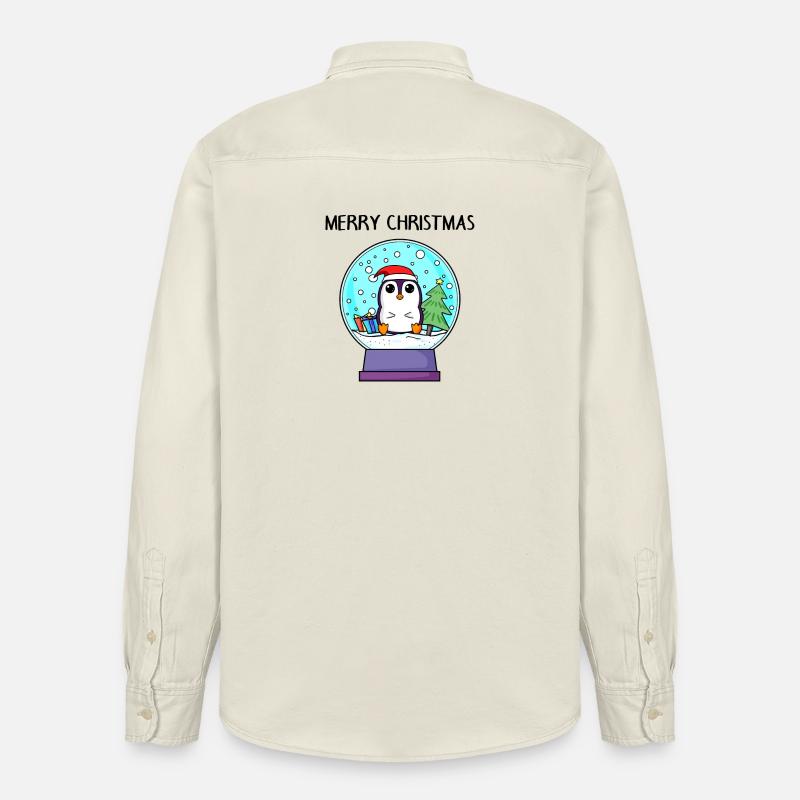 Pingouin Noël - Joyeux Noël - Chemise unisexe coupe décontractée bio Stanley/Stella - écru doux