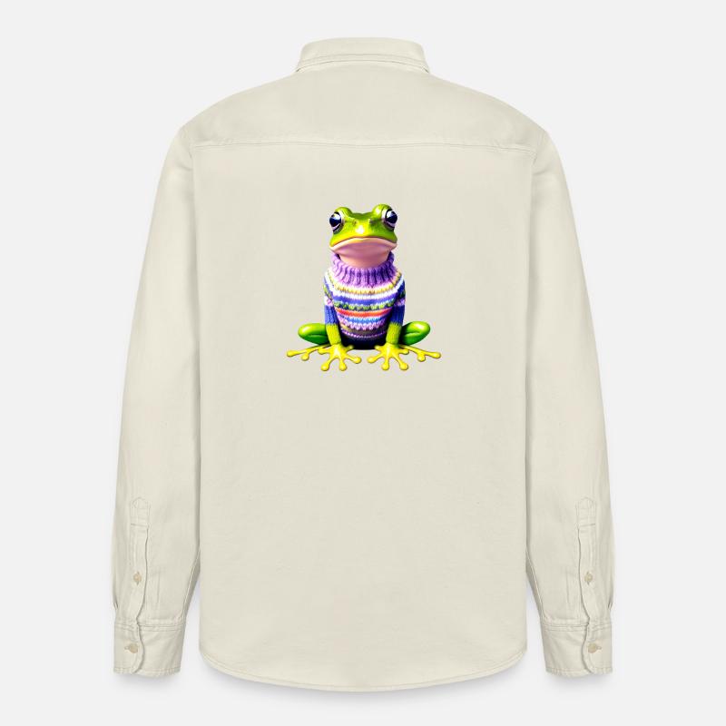 Kleiner Regenbogenfrosch mit Norweger-Pullover - Relaxed Fit Unisex Organic Hemd von Stanley/Stella - Natur
