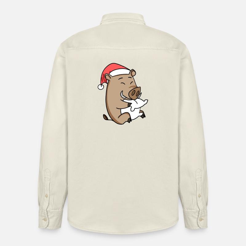 Sanglier Cochon de Noël - Chemise unisexe coupe décontractée bio Stanley/Stella - écru doux