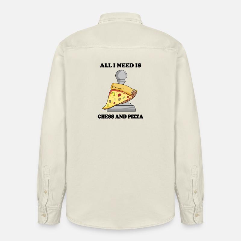 Échecs et pizza - Chemise unisexe coupe décontractée bio Stanley/Stella - écru doux