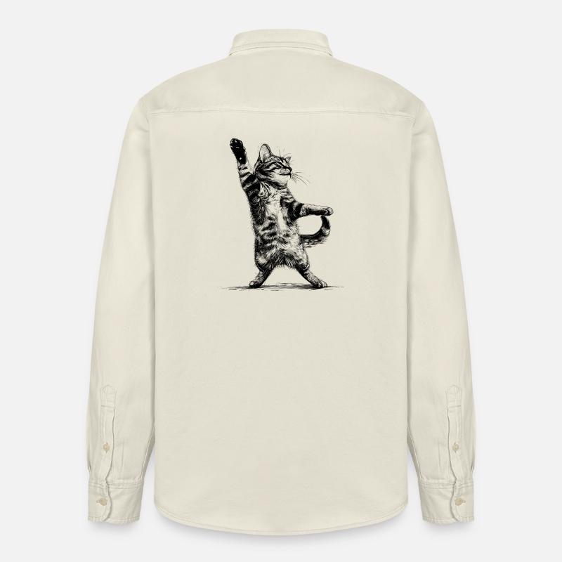 chat disco - Chemise unisexe coupe décontractée bio Stanley/Stella - écru doux