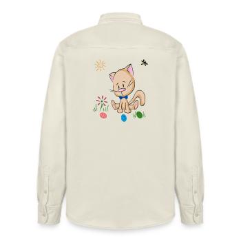 Easter Easter Eggs - Relaxed Fit Unisex Organic Shirt by Stanley/Stella - soft Ecru - Back - AI Model Male 178 light (178cm)