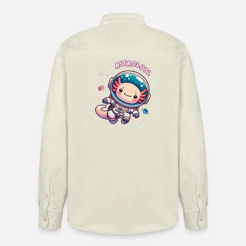 Astronaute axolotl dans l’espace - Kawaii Art - Chemise unisexe coupe décontractée bio Stanley/Stella - écru doux