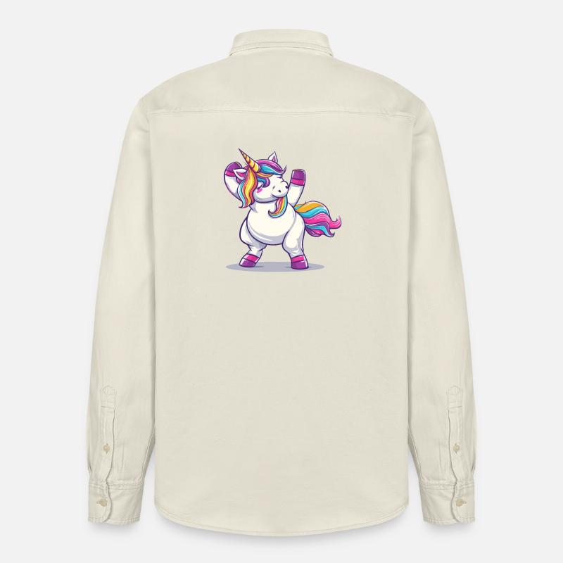 Regenbogenzauber Einhorn Pose - Relaxed Fit Unisex Organic Hemd von Stanley/Stella - Natur