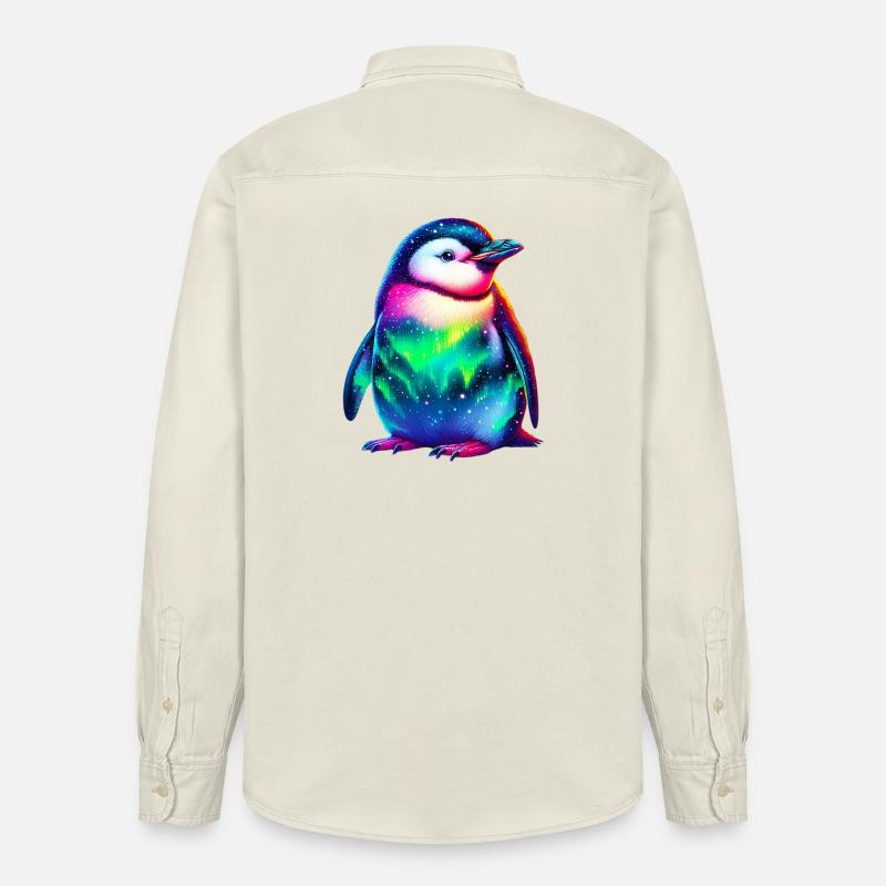 Aurora Borealis Pinguin - Relaxed Fit Unisex Organic Hemd von Stanley/Stella - Natur