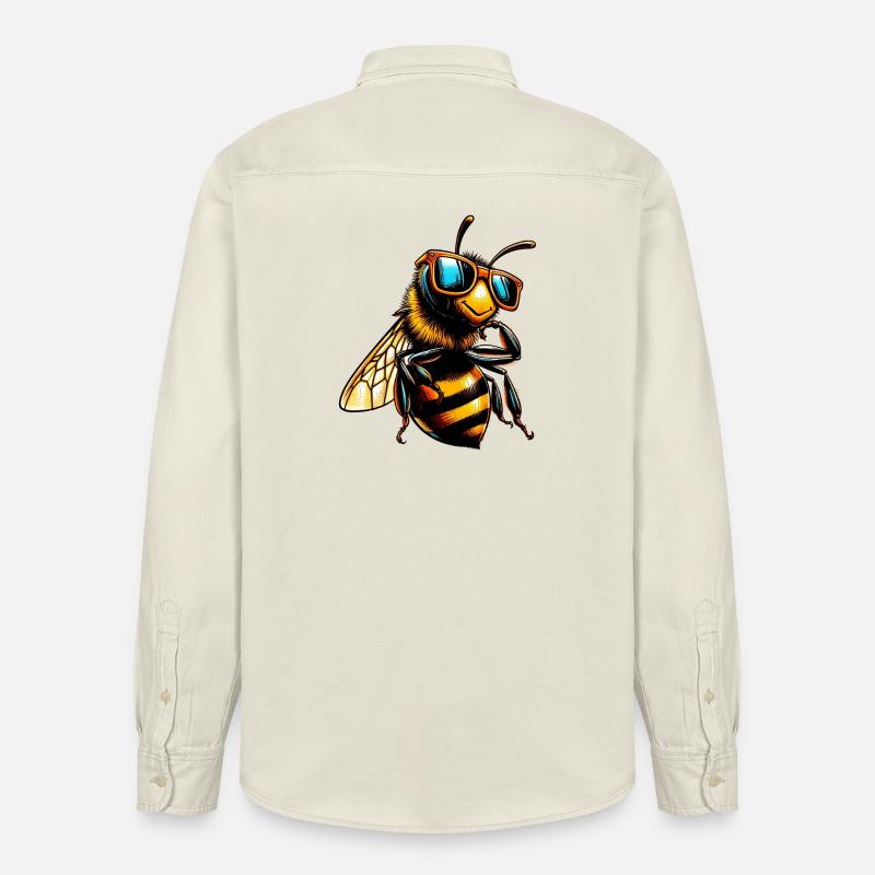 Abeille avec lunettes de soleil - Chemise unisexe coupe décontractée bio Stanley/Stella - écru doux