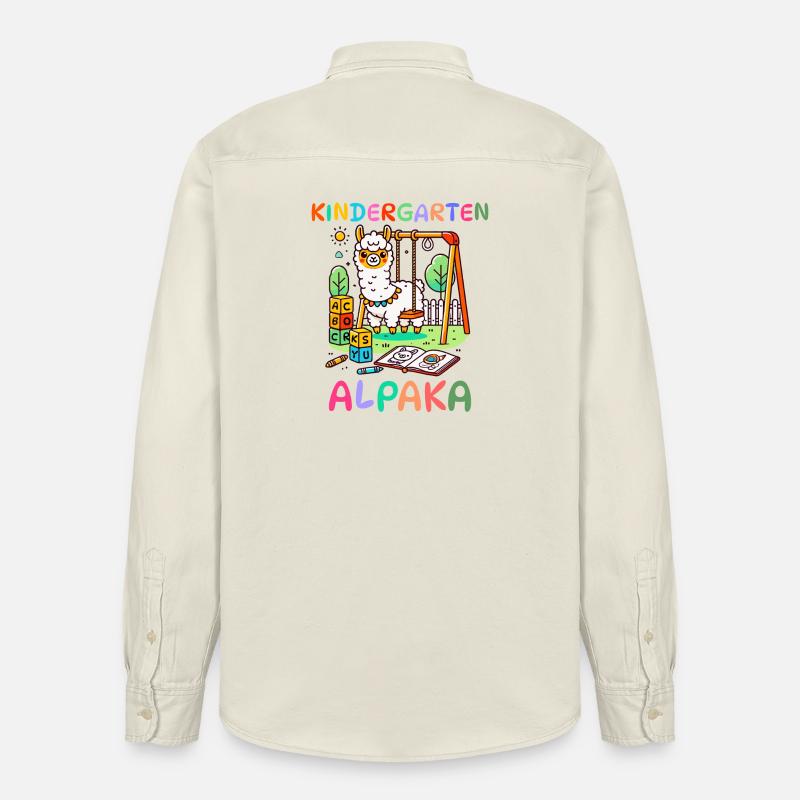 Süßes Kindergarten Alpaka Kinder Geschenk - Relaxed Fit Unisex Organic Hemd von Stanley/Stella - Natur