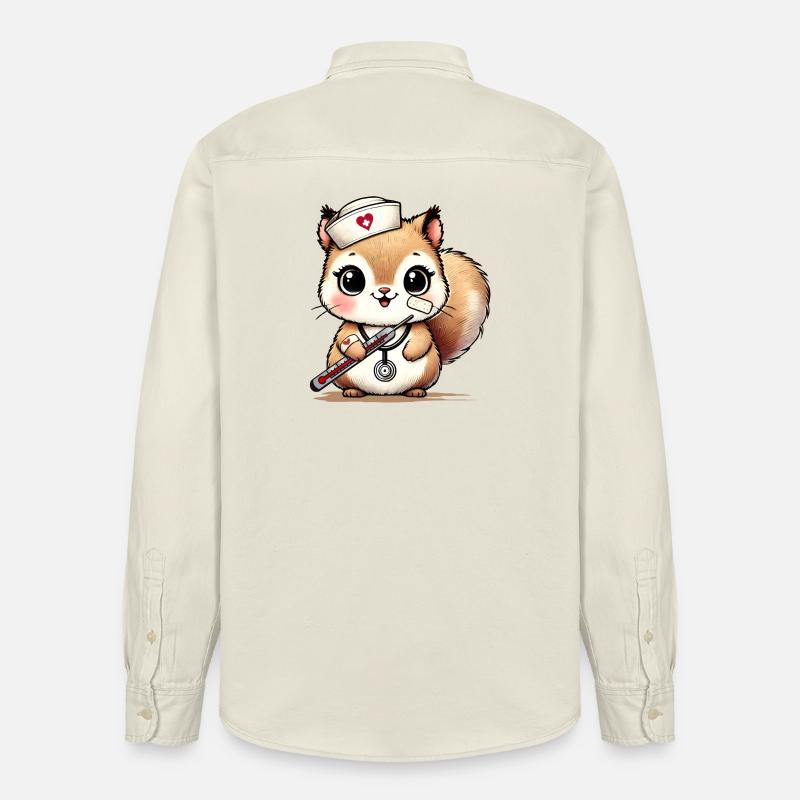 Bezauberndes Eichhörnchen als Krankenschwester - Relaxed Fit Unisex Organic Hemd von Stanley/Stella - Natur