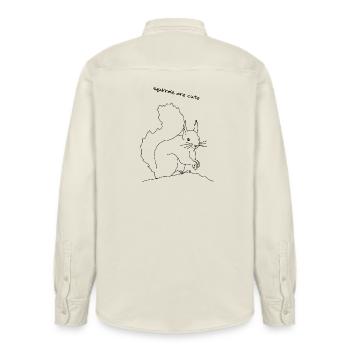 Squirrel cute, lineart - Relaxed Fit Unisex Organic Shirt by Stanley/Stella - soft Ecru - Back - AI Model Male 178 light (178cm)