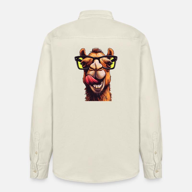 Camel avec lunettes de soleil - Chemise unisexe coupe décontractée bio Stanley/Stella - écru doux