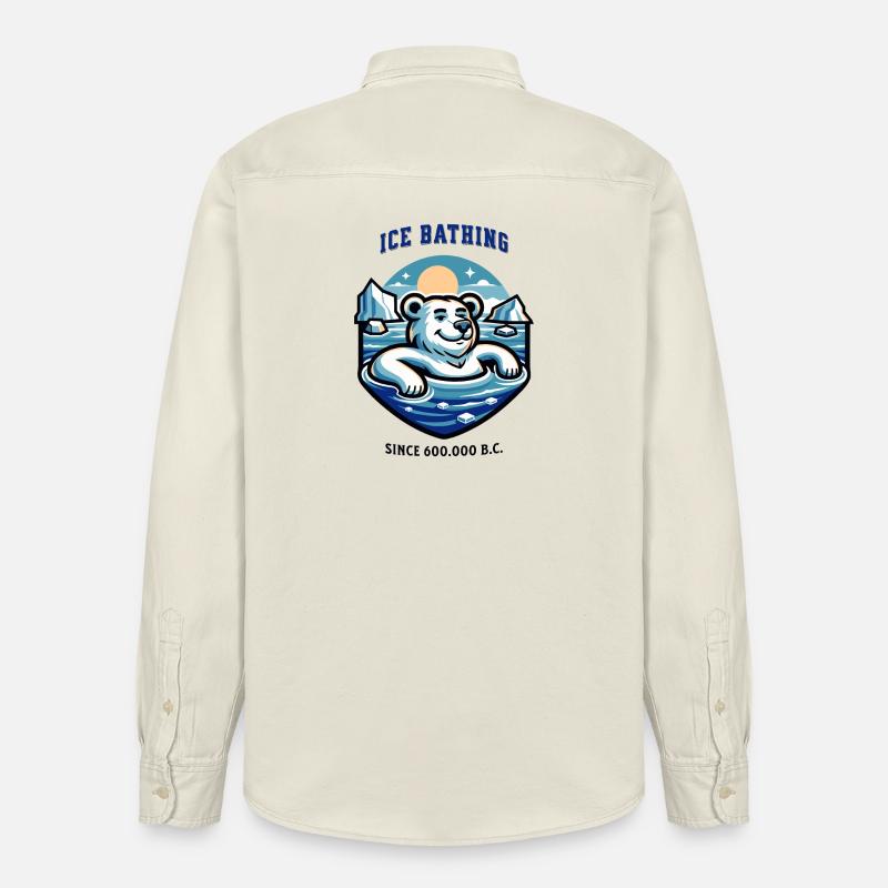 relaxter Eisbär beim Eisbaden lustiger Spruch - Relaxed Fit Unisex Organic Hemd von Stanley/Stella - Natur