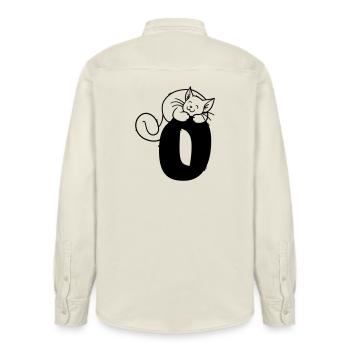 Cat Letter O - Relaxed Fit Unisex Organic Shirt by Stanley/Stella - soft Ecru - Back - AI Model Male 178 light (178cm)